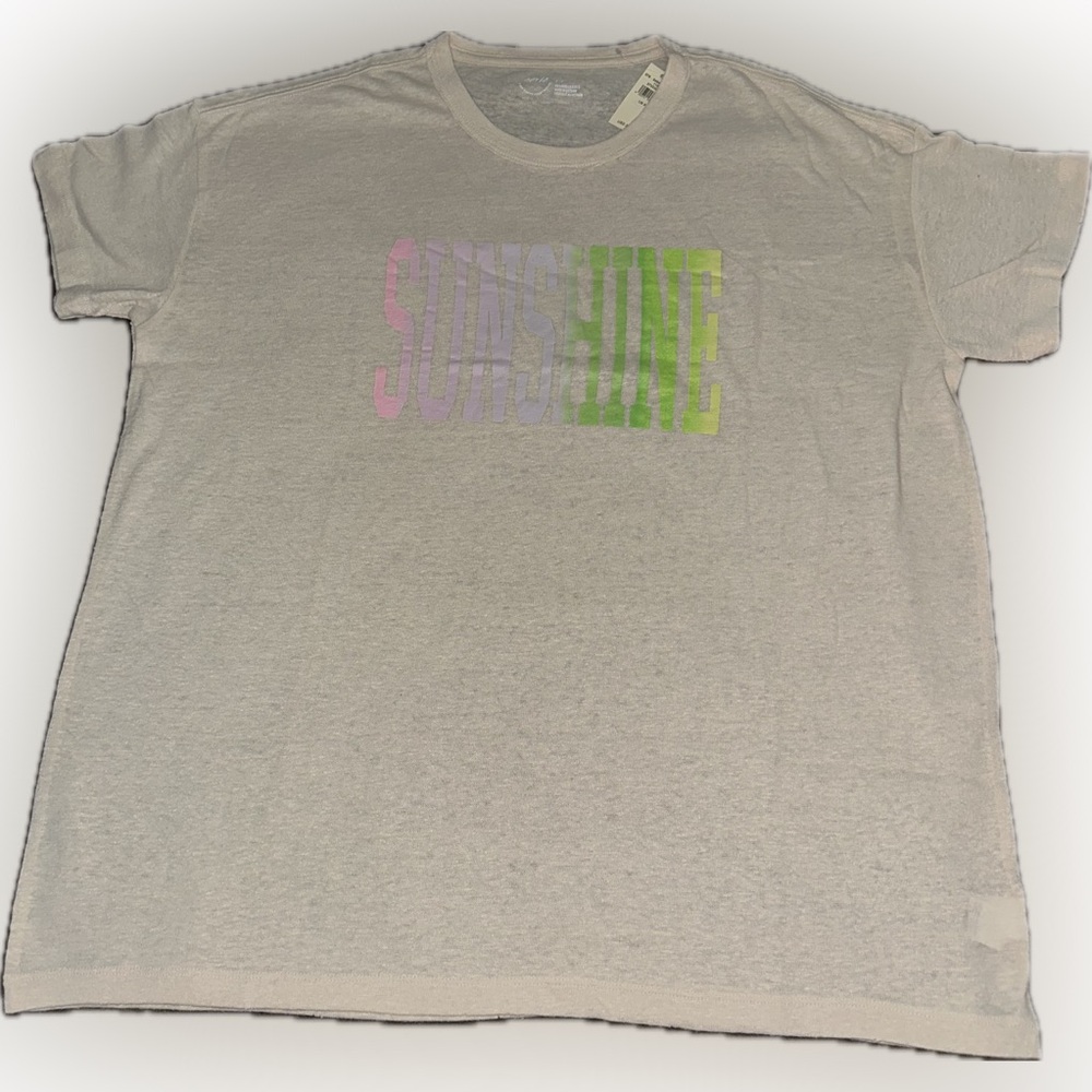 Women’s Aerie Oversized Beige Tee with Pastel Sunshine Graphic - Small